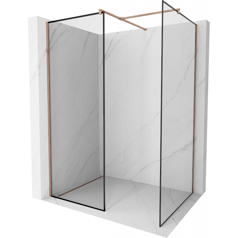 Mexen Kioto ścianka prysznicowa Walk-in 90 x 90 cm, czarna ramka, różowe złoto - 800-090-202-60-70-090