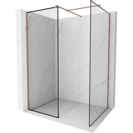 Mexen Kioto ścianka prysznicowa Walk-in 130 x 90 cm, czarna ramka, różowe złoto - 800-130-202-60-70-090