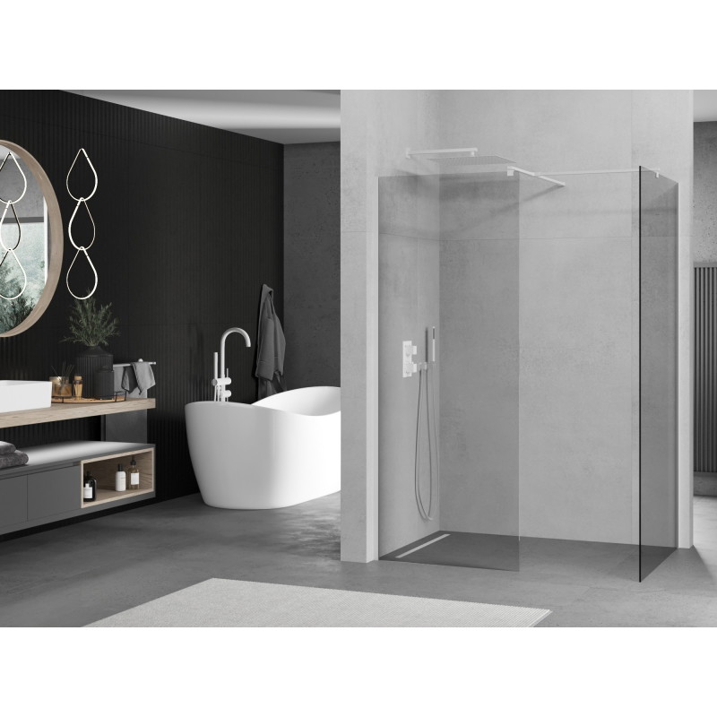 Mexen Kioto tuš pregrada Walk-in 125 x 90 cm, prozirna, bijela - 800-125-202-20-00-090