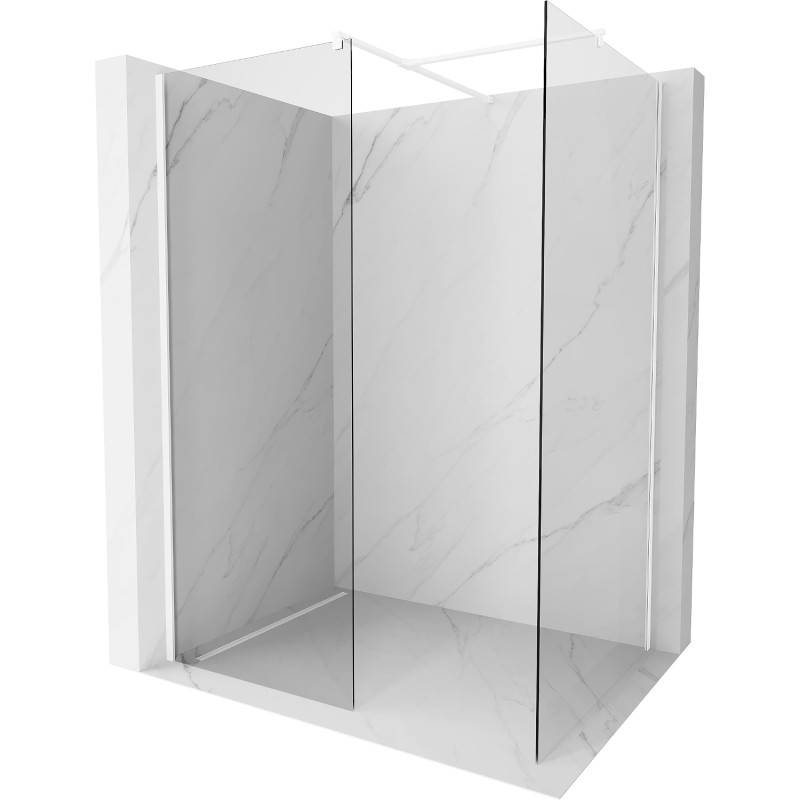 Mexen Kioto tuš pregrada Walk-in 125 x 90 cm, prozirna, bijela - 800-125-202-20-00-090