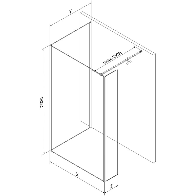 Mexen Kioto dušisein Walk-in 120 x 90 x 40 cm, läbipaistev, must - 800-120-090-221-70-00-040