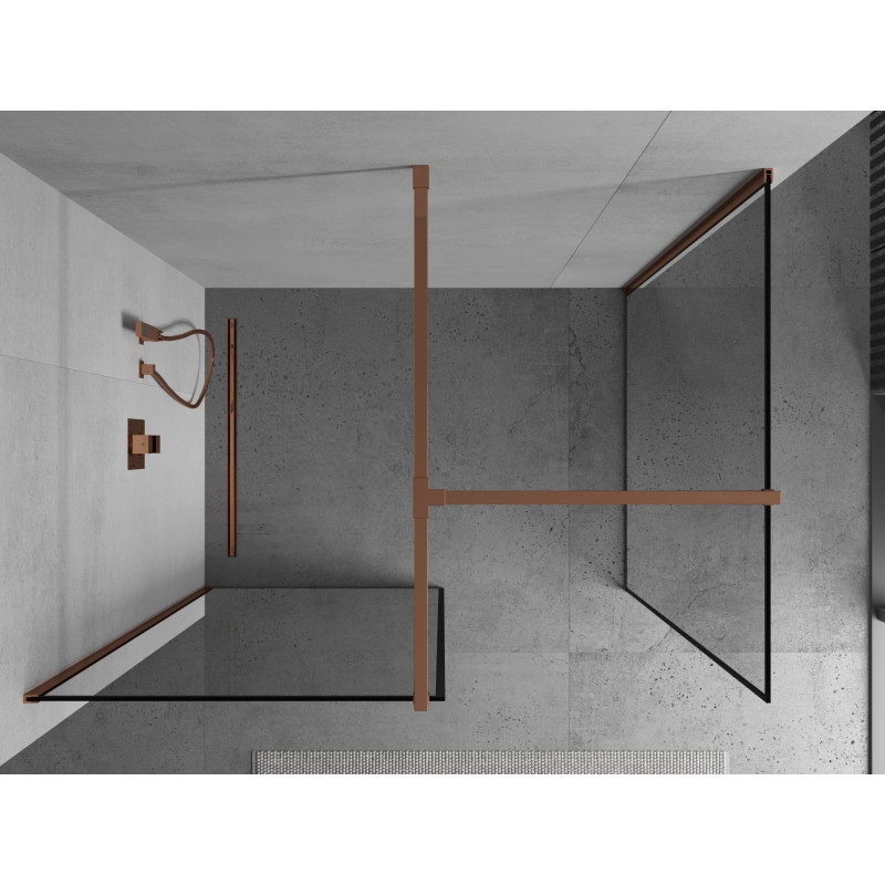 Mexen Kioto stijenka za tuširanje Walk-in 110 x 110 cm, crni okvir, ružičasto zlato - 800-110-202-60-70-110