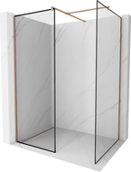 Mexen Kioto tuš stena Walk-in 160 x 110 cm, črni okvir, rožnato zlato - 800-160-202-60-70-110