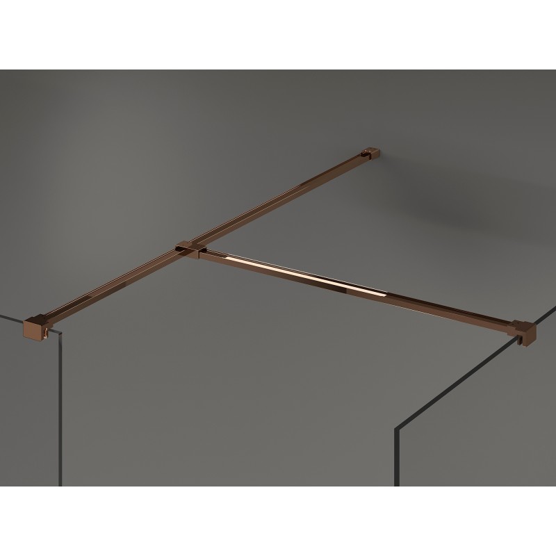 Mexen Kioto Stenska tuš pregrada Walk-in 120 x 120 cm, črni okvir, rožnato zlato - 800-120-202-60-70-120
