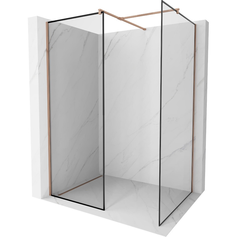 Mexen Kioto dušisein Walk-in 150 x 120 cm, must raam, roosa kuld - 800-150-202-60-70-120