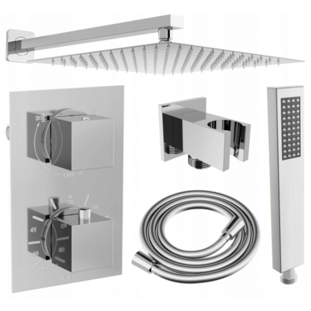 Mexen Cube DR02 ensemble de douche encastré avec pomme de douche 30 cm, chromé - 77502DR0230-00
