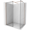 Mexen Kioto Duschwand Walk-in 130 x 80 cm, schwarzer Rahmen, gebürstetes Kupfer - 800-130-202-65-70-080