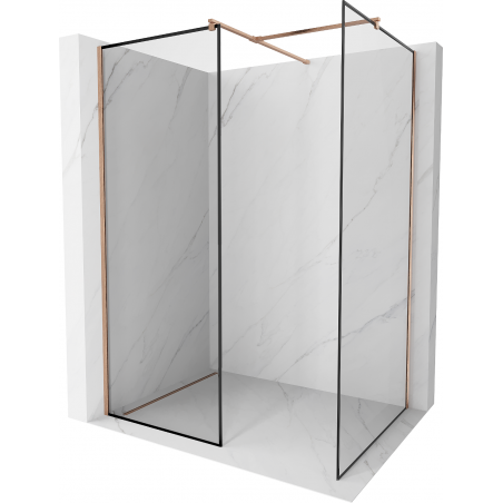 Mexen Kioto douchewand Walk-in 100 x 100 cm, zwart frame, geborsteld koper - 800-100-202-65-70-100