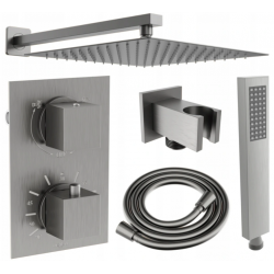 Mexen Cube DR02 zestaw prysznicowy podtynkowy z deszczownica 30 cm, grafit - 77502DR0230-66