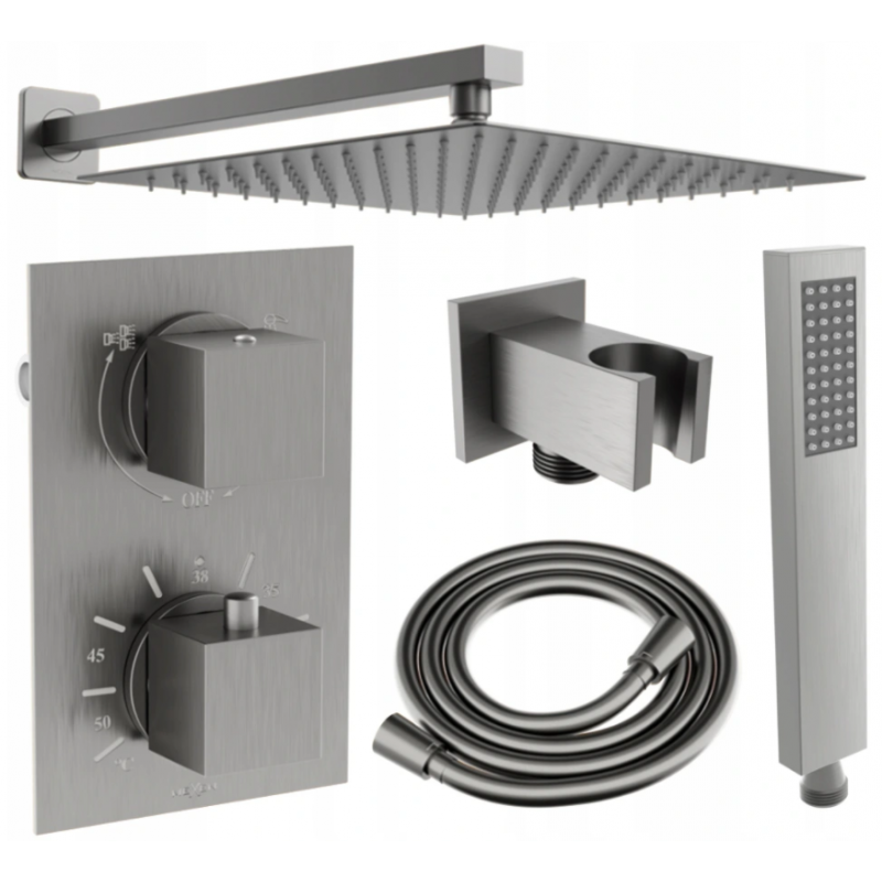 Mexen Cube DR02 concealed shower set with 30 cm rain showerhead, graphite - 77502DR0230-66