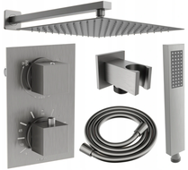 Mexen Cube DR02 set doccia da incasso con soffione da 30 cm, grigio gun spazzolato - 77502DR0230-66