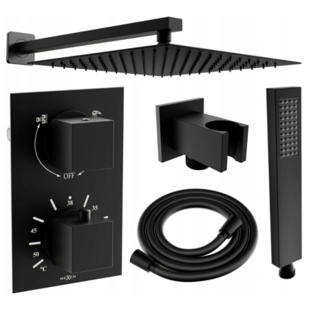 Mexen Cube DR02 inbouwdoucheset met douchekop 30 cm, zwart - 77502DR0230-70