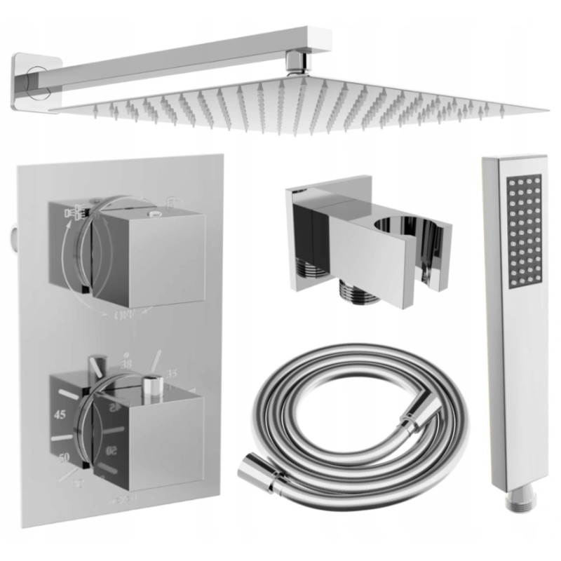Mexen Cube DR02 concealed shower set with 25 cm rain shower head, chrome - 77502DR0225-00