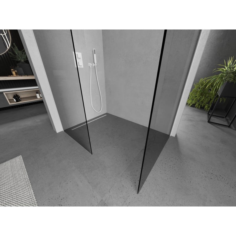 Mexen Kioto parede de chuveiro Walk-in 180 x 85 cm, transparente, branco - 800-180-202-20-00-085