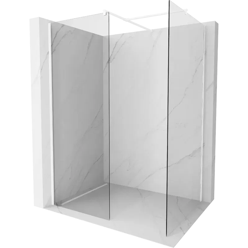 Mexen Kioto Duschwand Walk-in 180 x 85 cm, transparent, weiß - 800-180-202-20-00-085