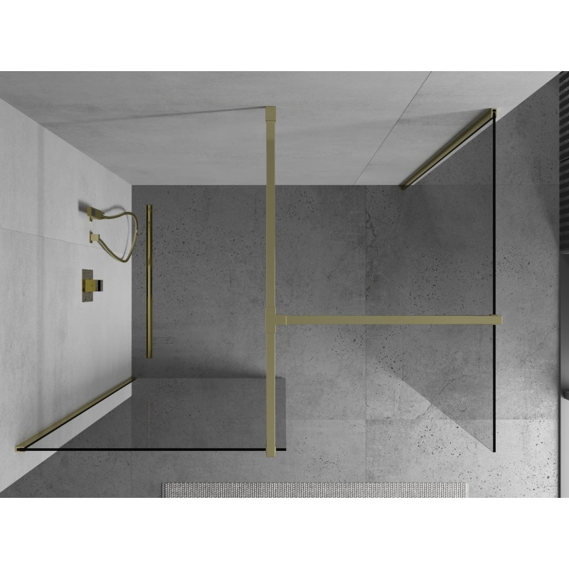 Mexen Kioto Zidna tuš paravana Walk-in 95 x 90 cm, prozirna, zlatna - 800-095-202-50-00-090