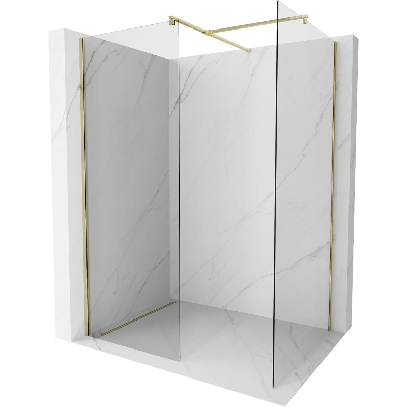 Mexen Kioto Zidna tuš paravana Walk-in 95 x 90 cm, prozirna, zlatna - 800-095-202-50-00-090