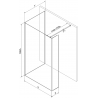 Mexen Kioto Duschwand Walk-in 140 x 120 x 40 cm, schwarzer Rahmen, gebürsteter Nickel - 800-140-120-221-97-70-040