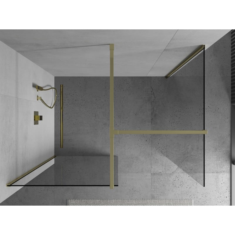 Mexen Kioto paroi de douche Walk-in 125 x 80 cm, transparent, doré - 800-125-202-50-00-080