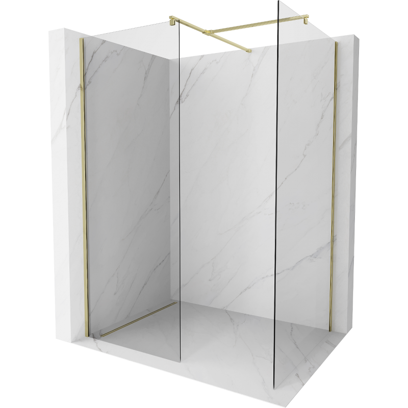 Mexen Kioto parede de duche Walk-in 140 x 75 cm, transparente, dourada - 800-140-202-50-00-075