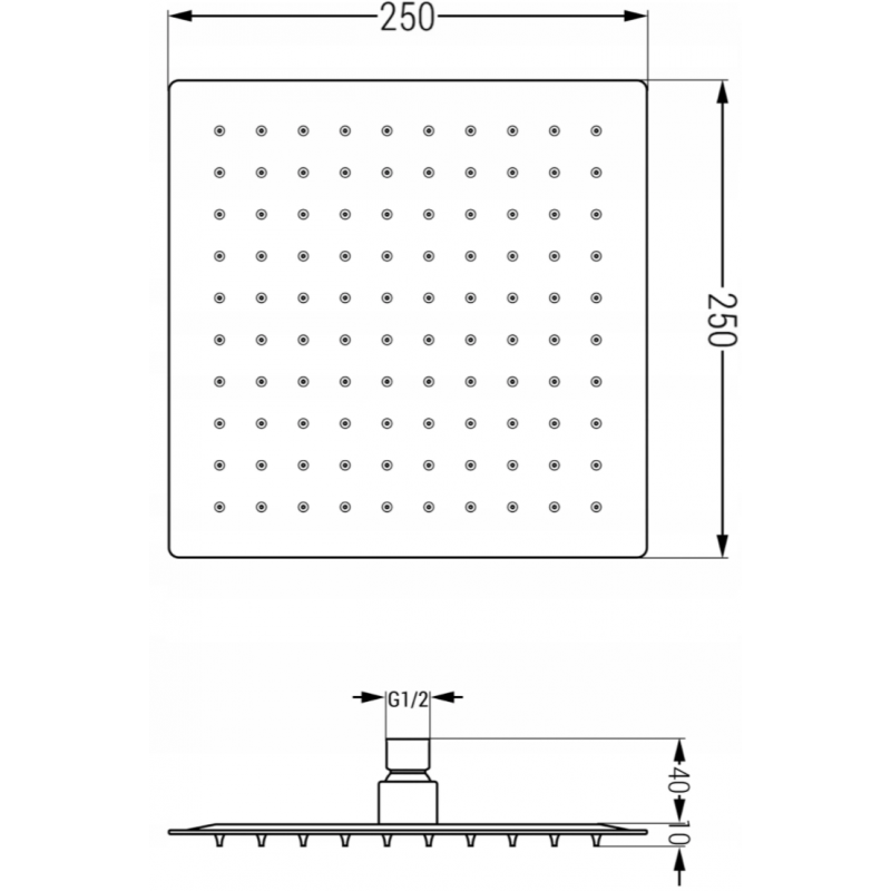 Mexen Cube DR02 inbouw doucheset met douchekop 25 cm, zwart - 77502DR0225-70