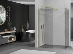 Mexen Kioto dušas siena Walk-in 145 x 110 cm, caurspīdīga, zelta - 800-145-202-50-00-110