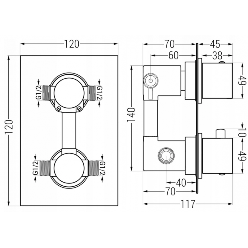 Mexen Cube DR02 ënner Plooschter Duschset mat Reendusch 25 cm, wäiss - 77502DR0225-20