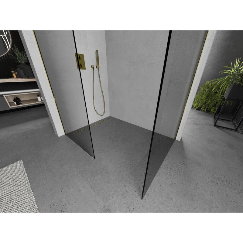 Mexen Kioto parete doccia Walk-in 150 x 75 cm, trasparente, oro - 800-150-202-50-00-075
