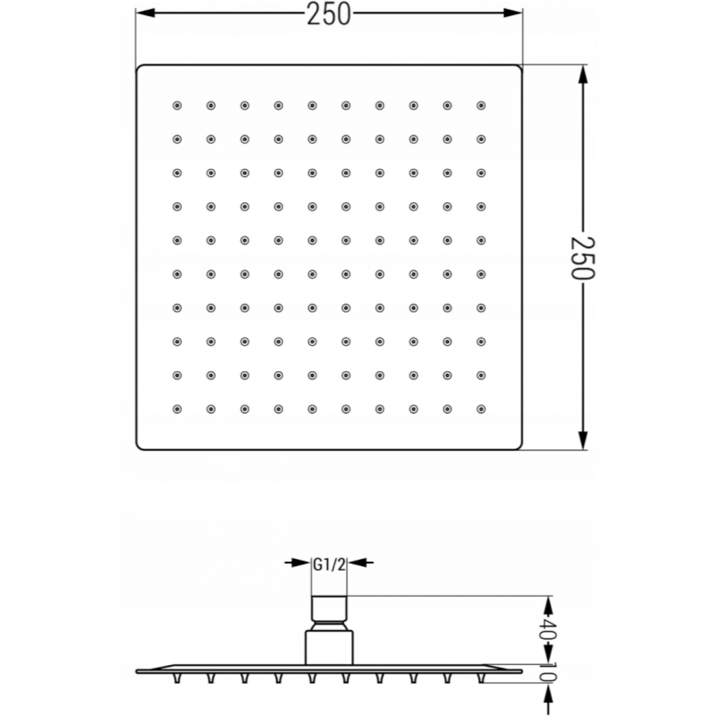 Mexen Cube DR02 concealed shower set with 25 cm showerhead, white - 77502DR0225-20