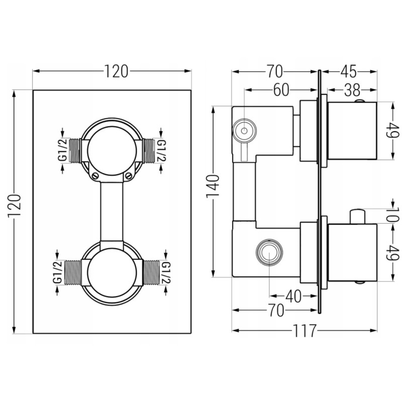 Mexen Cube DR02 conjunto de duche embutido com chuveiro de 25 cm, cinza arma escovado - 77502DR0225-66