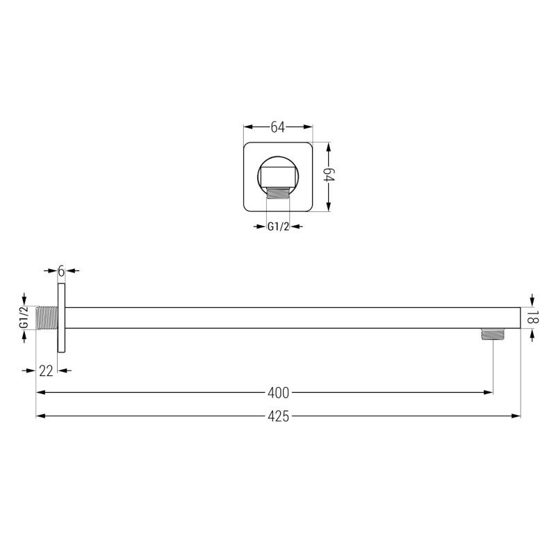 Mexen Cube DR02 Unterputz-Wannen- und Duschgarnitur mit 25 cm Regenbrause, gebürstetes Gun Gray - 77503DR0225-66