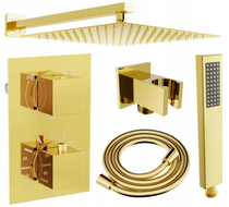 Mexen Cube DR02 zestaw prysznicowy podtynkowy z deszczownica 25 cm, złoty - 77502DR0225-50