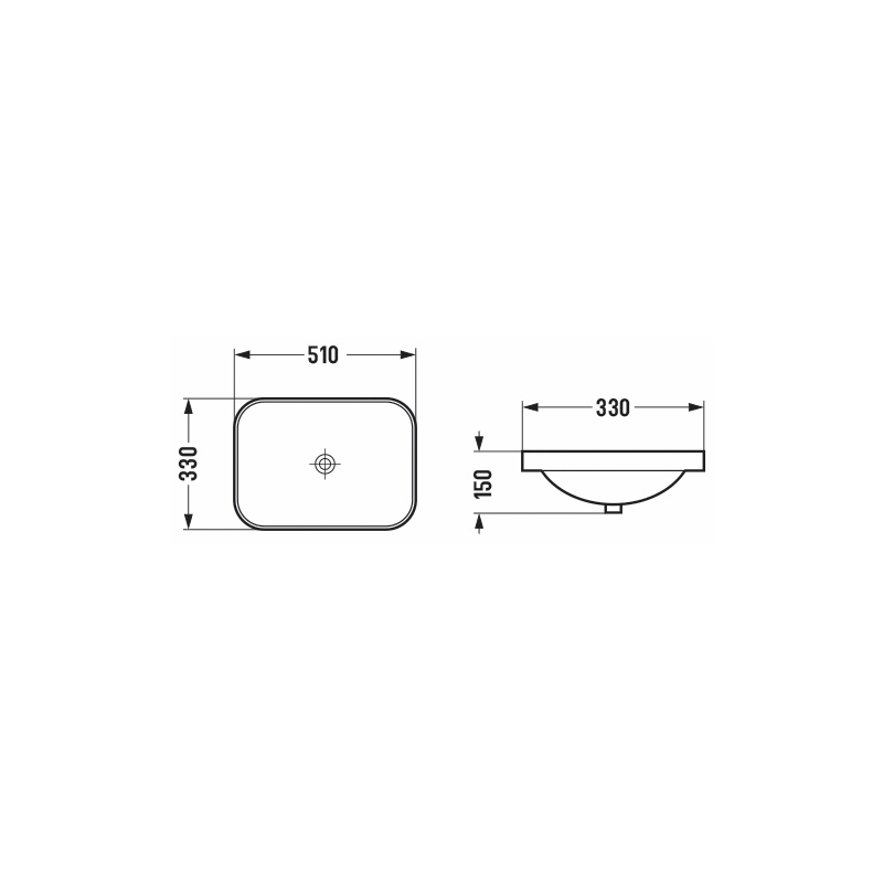 Mexen Nina tasoon upotettava pesuallas 51 x 33 cm, valkoinen - 21665100