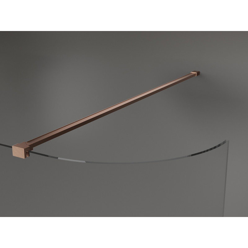 Mexen Kioto-R kaarev dušisein Walk-in 150 x 200 cm, läbipaistev 8 mm, harjatud vask - 800-150-101-65-06