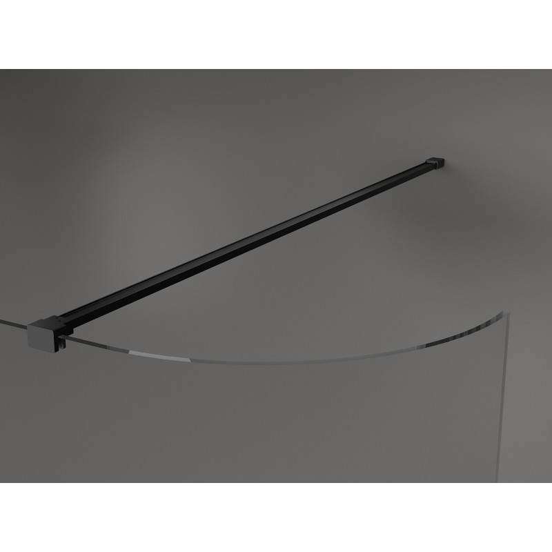 Mexen Kioto-R kaarjas dušisein Walk-in 80 x 200 cm, läbipaistev 8 mm, must - 800-080-101-70-06
