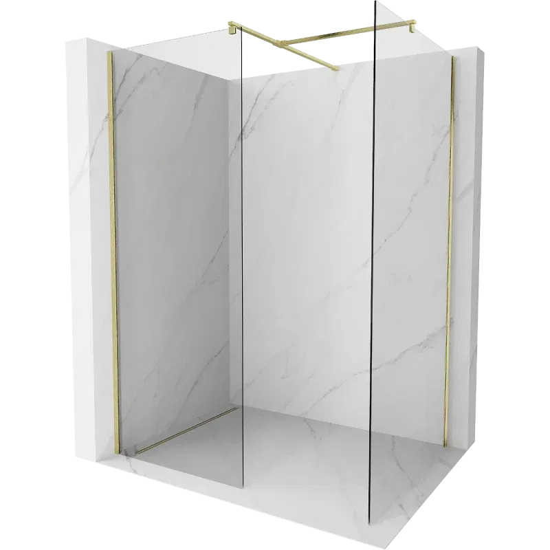 Mexen Kioto Duschwand Walk-in 85 x 80 cm, transparent, gold gebürstet - 800-085-202-55-00-080