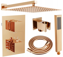 Mexen Cube DR02 ugradbeni tuš set s kišnim tušem 25 cm, ružičasto zlato - 77502DR0225-60