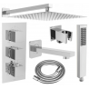Mexen Cube DR02 ensemble baignoire-douche encastré avec pomme de douche 25 cm, chrome - 77503DR0225-00