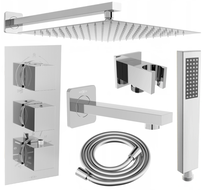 Mexen Cube DR02 built-in bathtub-shower set with 25 cm rain showerhead, chrome - 77503DR0225-00