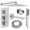 Mexen Cube DR02 Unterputz-Badewannen- und Duschset mit 30 cm Kopfbrause, Chrom - 77503DR0230-00