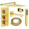 Mexen Cube DR02 concealed bathtub-shower set with 30 cm rain shower, gold - 77503DR0230-50