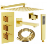 Mexen Cube DR02 Unterputz-Wannen- und Duschset mit 30 cm Regenduschkopf, Gold - 77503DR0230-50