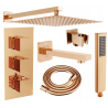 Mexen Cube DR02 Unterputz-Badewannen- und Duschset mit 30 cm Regenbrause, Roségold - 77503DR0230-60