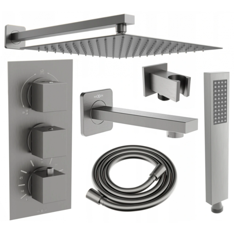 Mexen Cube DR02 inbouw bad-douche set met regendouche 30 cm, grafiet - 77503DR0230-66