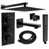 Mexen Cube DR02 built-in bath-shower set with 30 cm rain shower, black - 77503DR0230-70