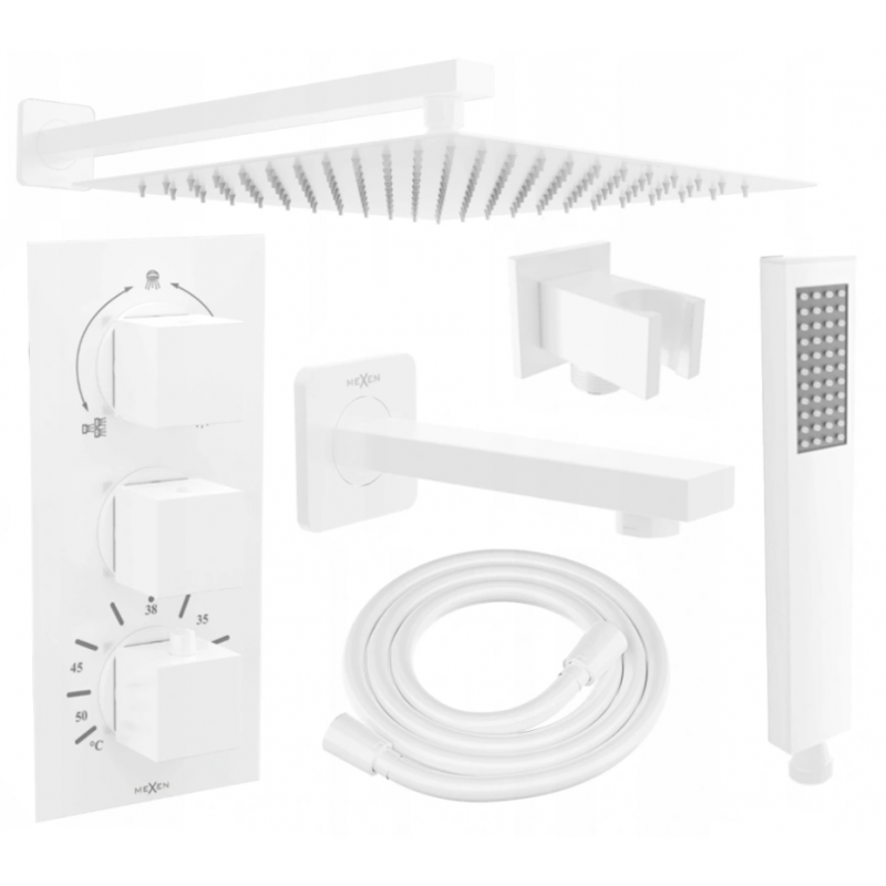 Mexen Cube DR02 Unterputz-Bad-Duschset mit 25 cm Duschkopf, weiß - 77503DR0225-20