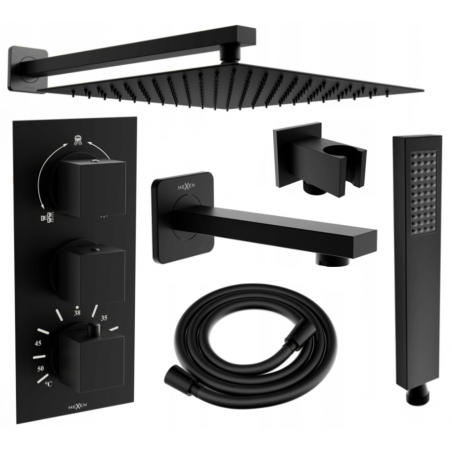 Mexen Cube DR02 iebūvējams vannas un dušas komplekts ar 25 cm lietus dušu, melns - 77503DR0225-70
