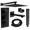 Mexen Cube DR02 conjunto de bañera-ducha empotrado con ducha de lluvia de 25 cm, negro - 77503DR0225-70