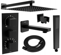 Mexen Cube DR02 concealed bathtub-shower set with 25 cm rain shower, black - 77503DR0225-70