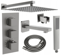 Mexen Cube DR02 iebūvētā vannas un dušas komplekts ar dušas galvu 25 cm, gun gray matēts - 77503DR0225-66